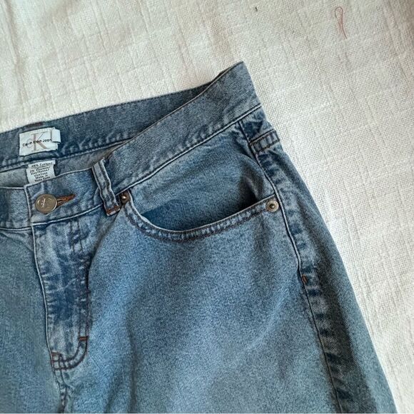 Calvin Klein Y2K Denim Shorts Blue High Waist Jorts SZ 10 - Picture 4 of 13